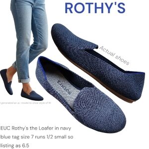 Rothy's the Loafer in navy blue Women's tag size 7 Really Fits 6.5